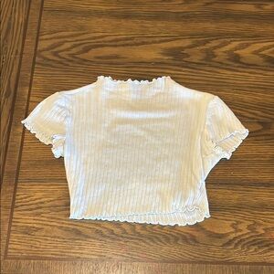 Ribbed Cream Short Sleeve Top